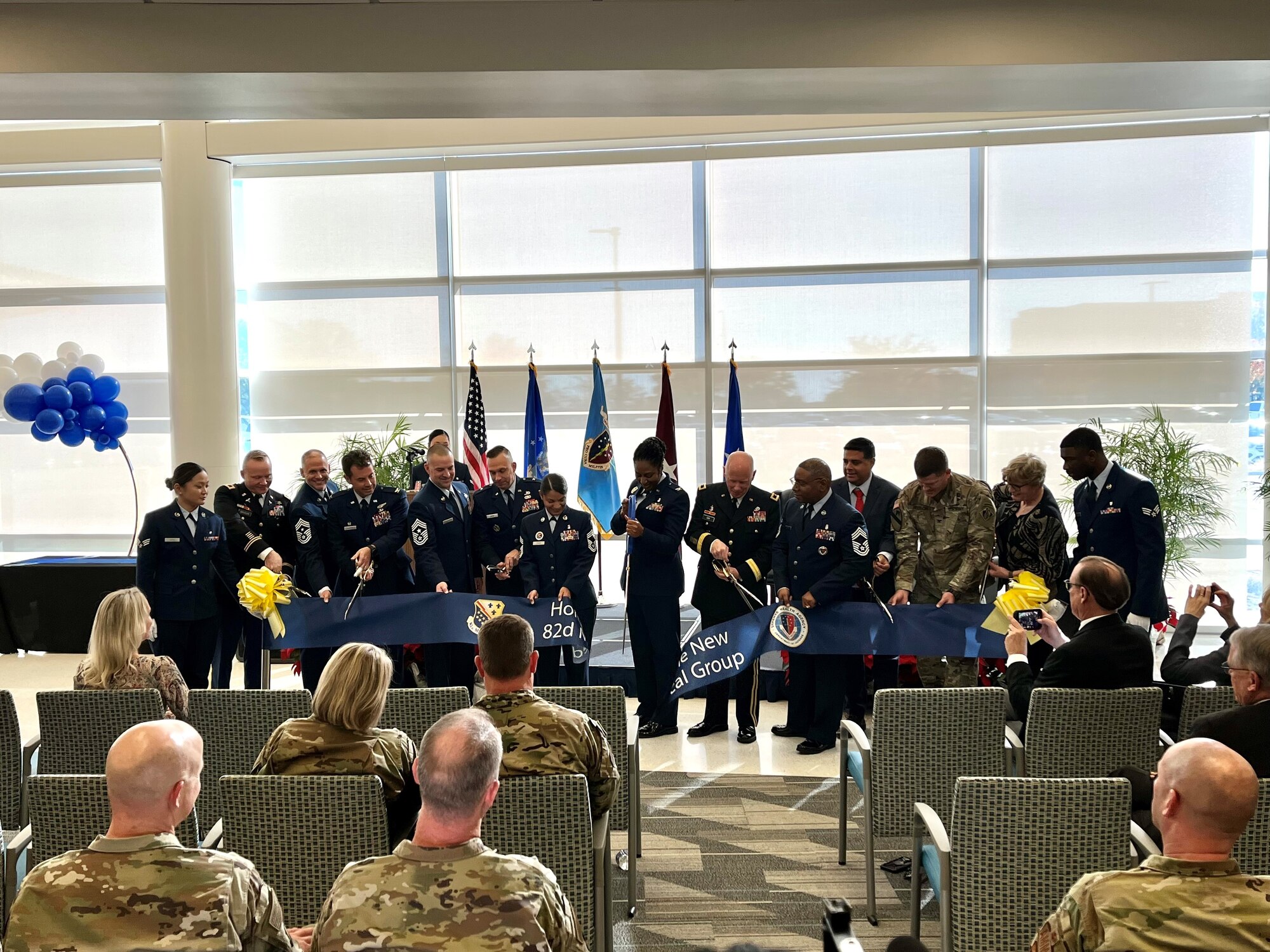 Sheppard Air Force Base’s 82nd Medical Group unveiled a sculpture of its mascot, the Texas Mustang, at a ribbon-cutting ceremony for its new medical treatment facility on Nov. 29, 2022. (U.S. Air Force photo by 1st Lt. Matt Carey). Several hundred Airmen, community partners and friends joined Sheppard AFB officials to cut the ribbon on the base’s newly opened, $94 million medical treatment facility Nov. 29.