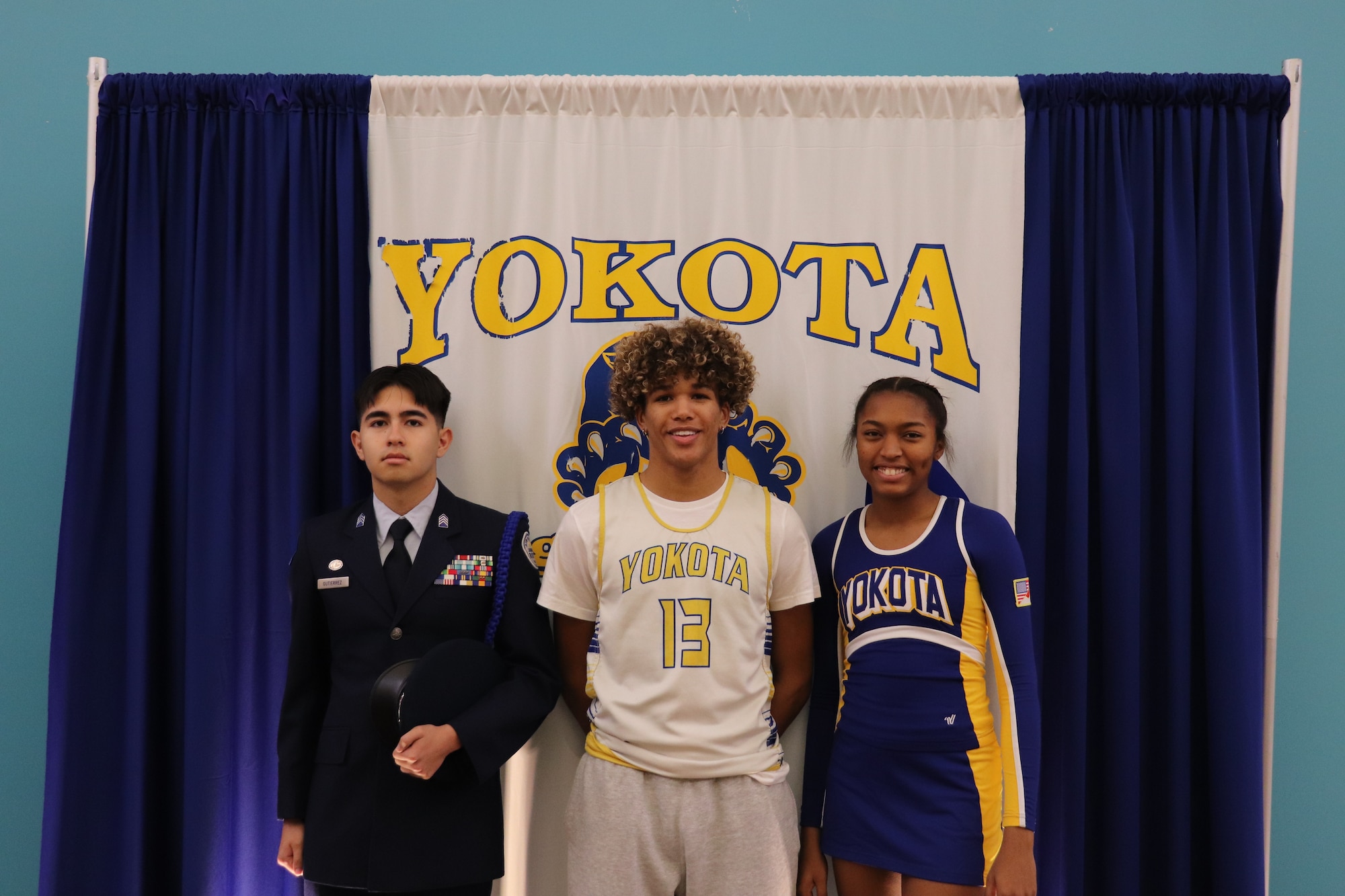 Yokota High School student stand together for a group photo