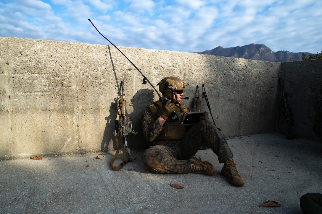 U.S. Marines with 3rd Battalion, 4th Marines participate in a platoon attack during Korea Marine Exercise Program 23.1 at Rodriguez Live Fire Complex, Republic of Korea, Nov. 21. KMEP is conducted routinely to maintain the trust, proficiency, and readiness of the ROK-U.S. Alliance. 3rd Battalion, 4th Marines is forward deployed in the Indo-Pacific under 4th Marines, 3rd Marine Division as part of the Unit Deployment Program.