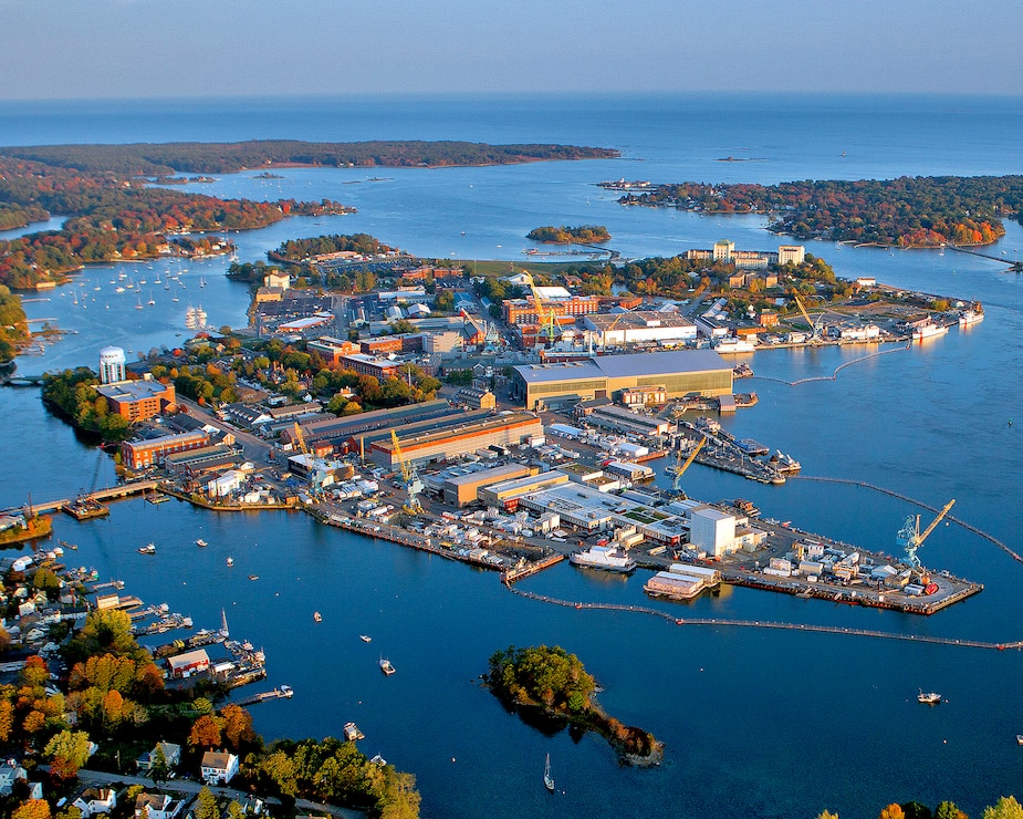 Aerial photo of Portsmouth Naval Shipyard, Kittery, Maine