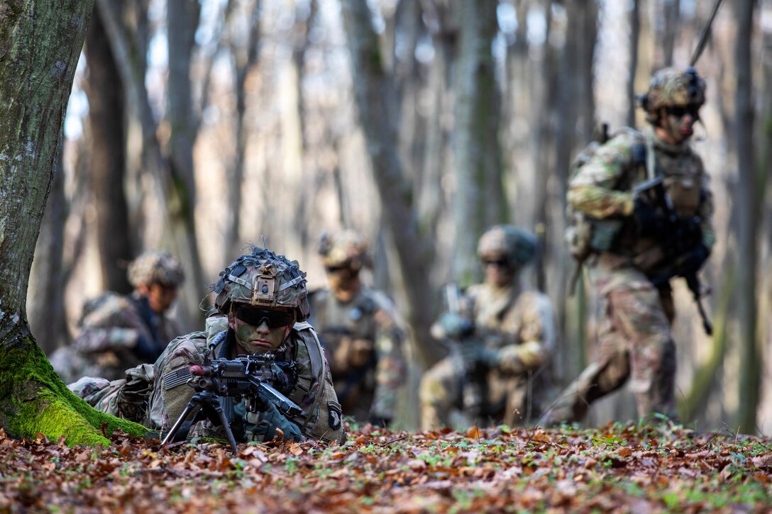 Soldiers participate in an exercise.