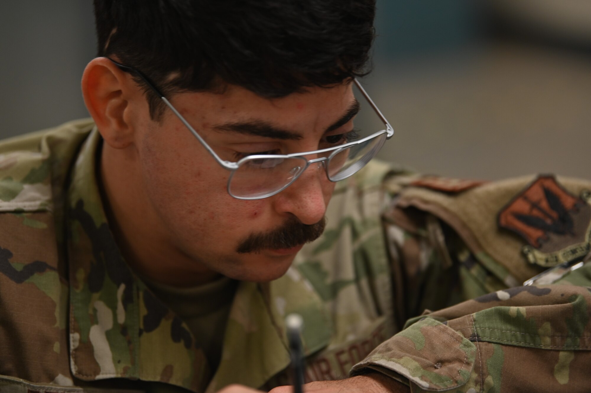 Airman 1st Class Hunter Rentas, 4th Component Maintenance Squadron egress apprentice, inventories explosive components for an eject seat at Seymour Johnson Air Force Base, North Carolina, Nov. 8 2022. Aircrew egress systems specialists are responsible for maintaining all necessary exit equipment on the aircraft ensuring pilots can safely eject from the F-15E Strike Eagle in the event of an emergency.
 (U.S. Air Force photo by Airman 1st Class Rebecca Sirimarco-Lang)