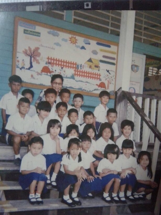 1st. Lt. Apisit Meejaiyen, the officer-in-charge of the Ban Khao Ta-in School construction project, one of many joint efforts executed in support of Cobra Gold, was born and raised less than an hour away from the school. He is pictured here, 2nd row from the top, far right, with his fellow classmates from a school not unlike Ban Khao Ta-in School. Meejaiyen is now a platoon leader with the U.S. Army Reserve, contributing to the very community in which he was raised. CG 22 is the 41st iteration of the international training exercise that supports readiness and emphasizes coordination on civic action, humanitarian assistance, and disaster relief. From Feb. 22 through March 4, 2022, this annual event taking place at various locations throughout the Kingdom of Thailand increases the capability, capacity, and interoperability of partnered nations while simultaneously reinforcing our commitment to a free and open Indo-Pacific.