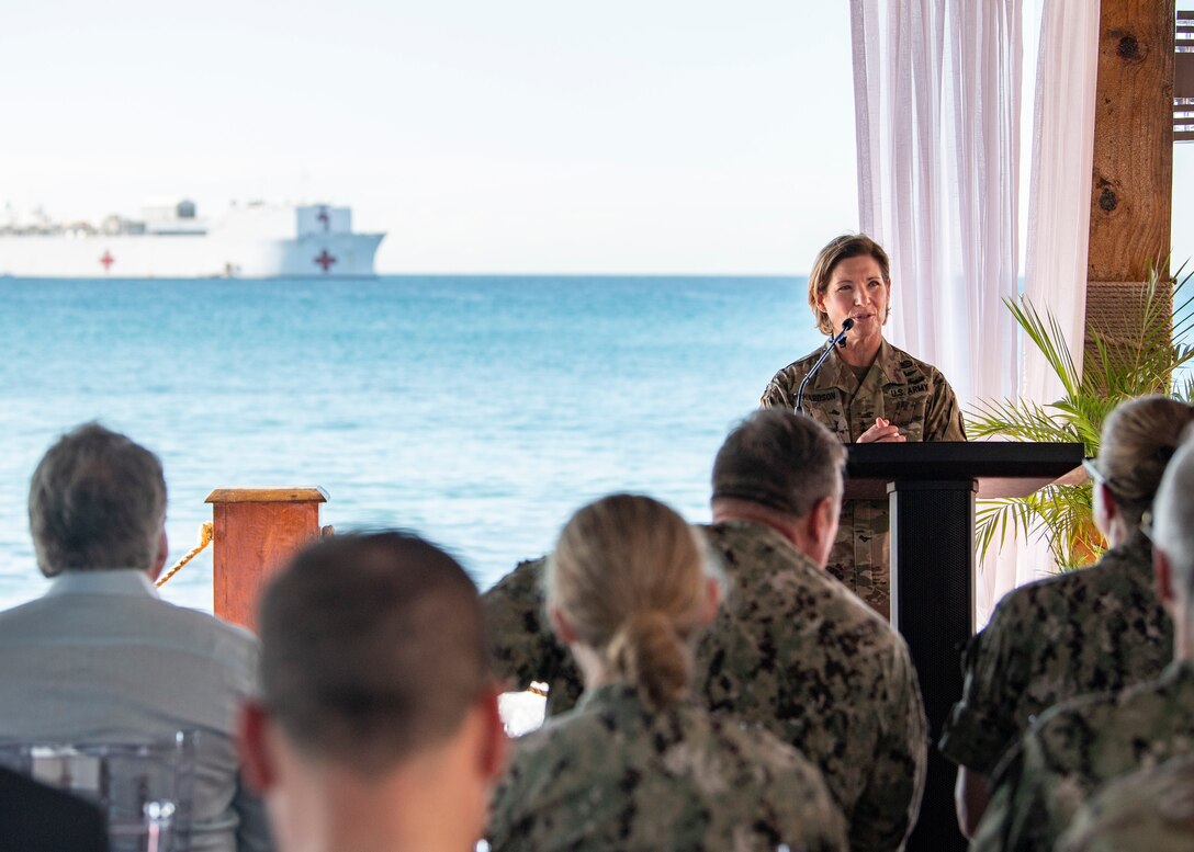 Gen. Laura Richardson, commander of U.S. Southern Command, delivers remarks at the opening ceremony for the Dominican Republic portion of Continuing Promise 2022, Nov. 30, 2022.