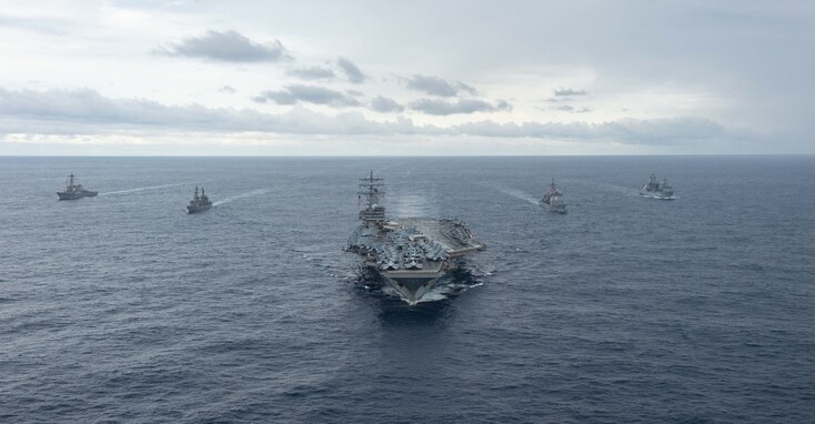 U.S., Japan, Australia Ships join together for operations in the Philippine Sea