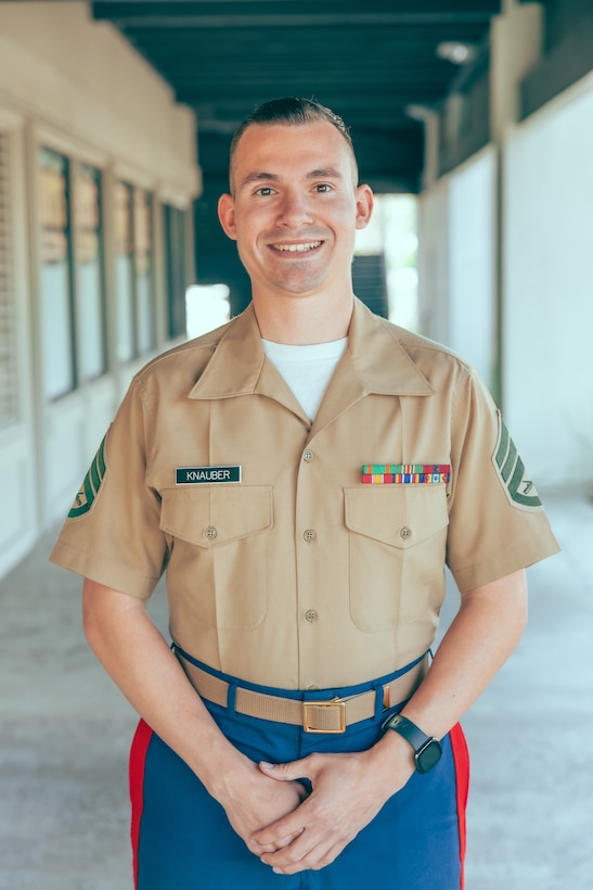 U.S. Marine Corps Staff Sgt. Joshua Knauber, a recruiter with Recruiting Sub-Station Lake Forest, Recruiting Station Orange County, poses for a photo after conducting an interview at RSS Lake Forest, California on June 16, 2022. The Recruiters of Orange County come from many different backgrounds and situations, but they all enjoy helping young men and women answer their call to serve.