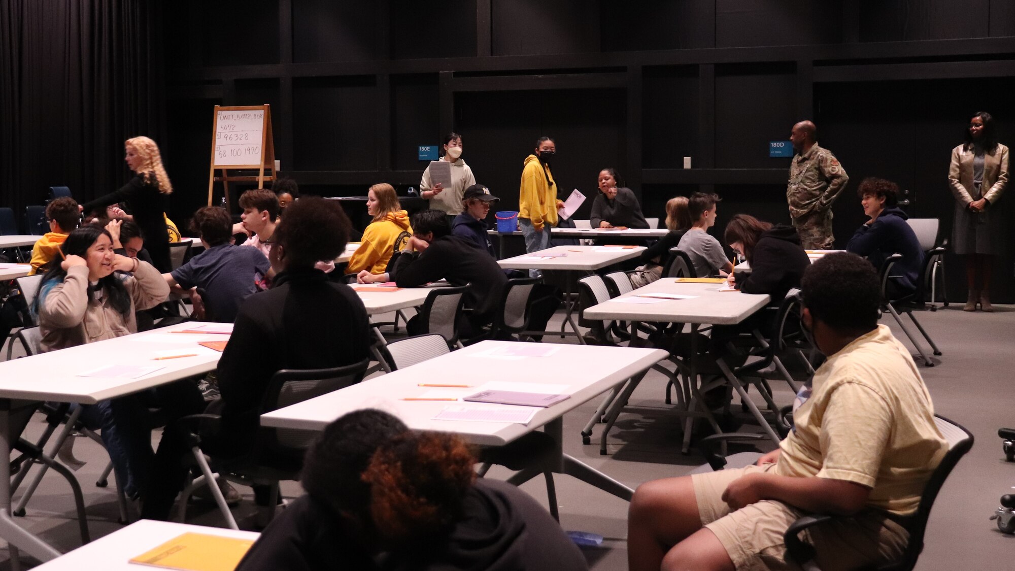 Yokota High School Students set up for the ASVAB test
