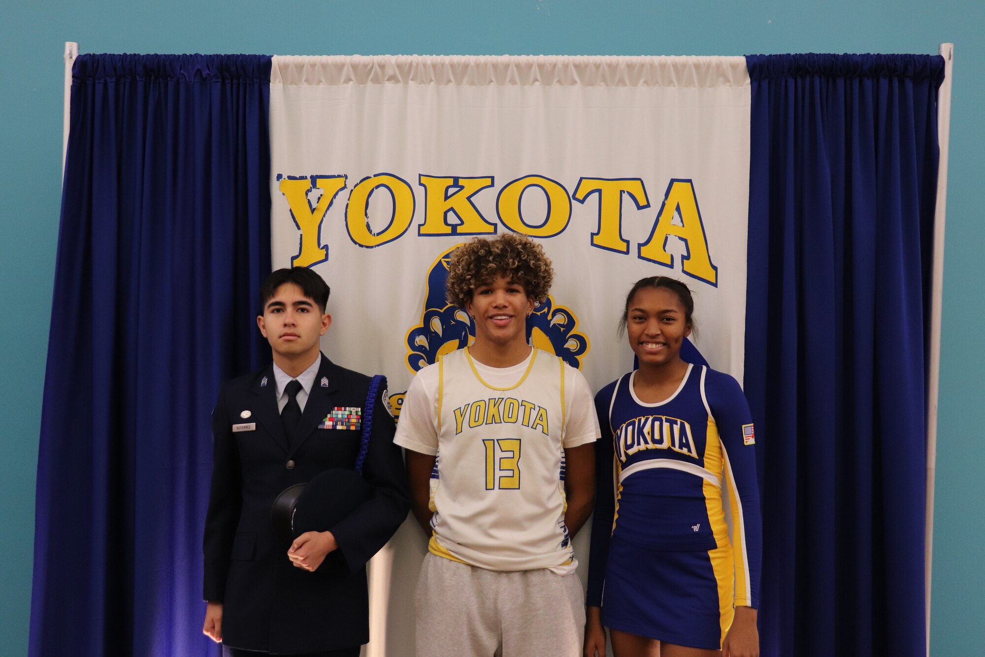 Yokota High School student stand together for a group photo