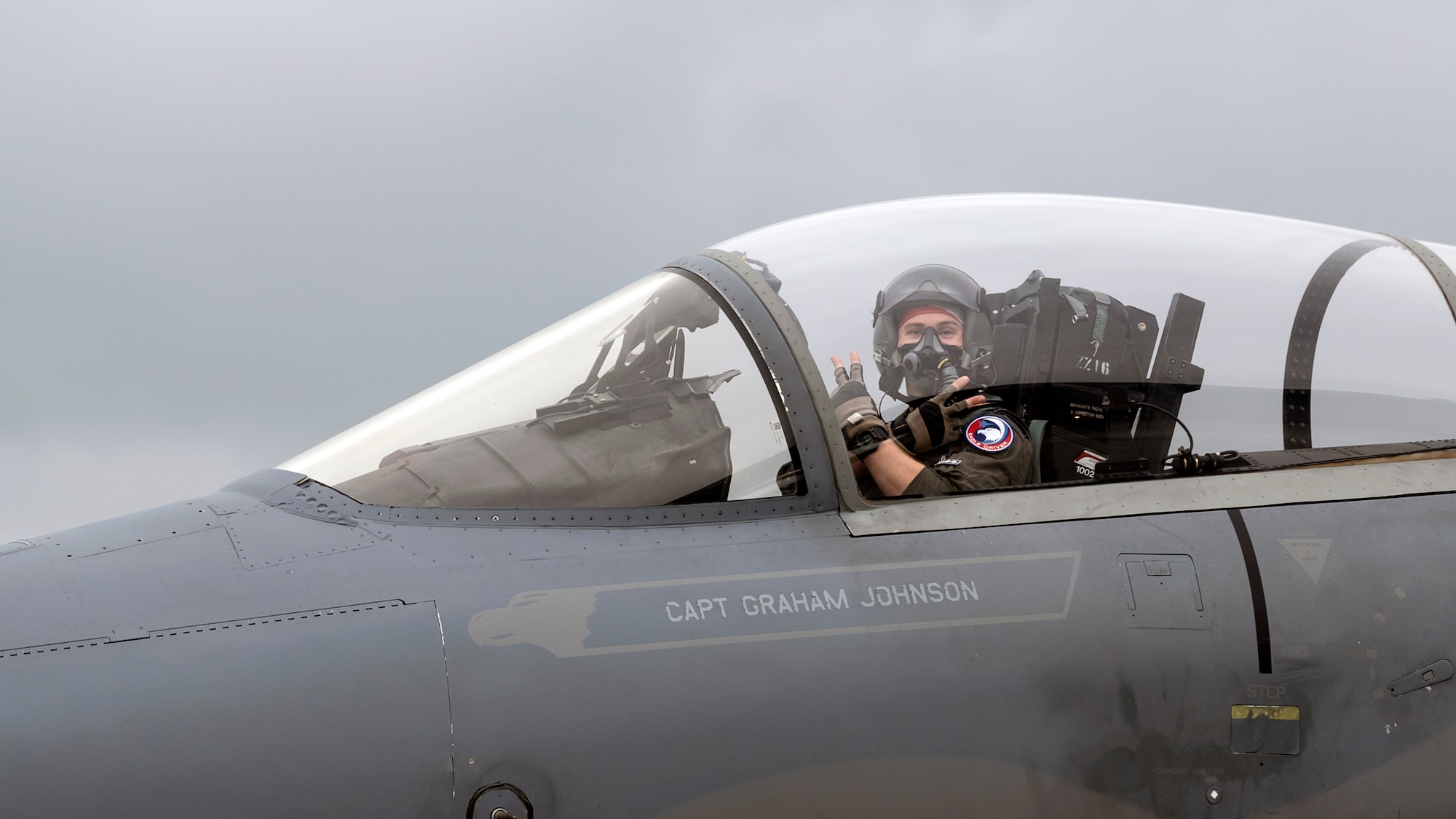 A U.S. Air Force pilot assigned to the 44th Fighter Squadron taxis down the flightline in an F-15C Eagle for the final time at Kadena Air Base, Japan, Dec. 1, 2022. The departure of the first batch of retiring Eagles is a necessary step in ensuring Team Kadena remains postured to defend Japan and maintain regional stability. (U.S. Air Force photo by Senior Airman Jessi Roth)