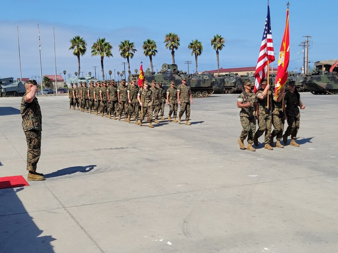 SgtMaj Earl Budd executes his final commands as the Assault Amphibian School the Sergeant Major.