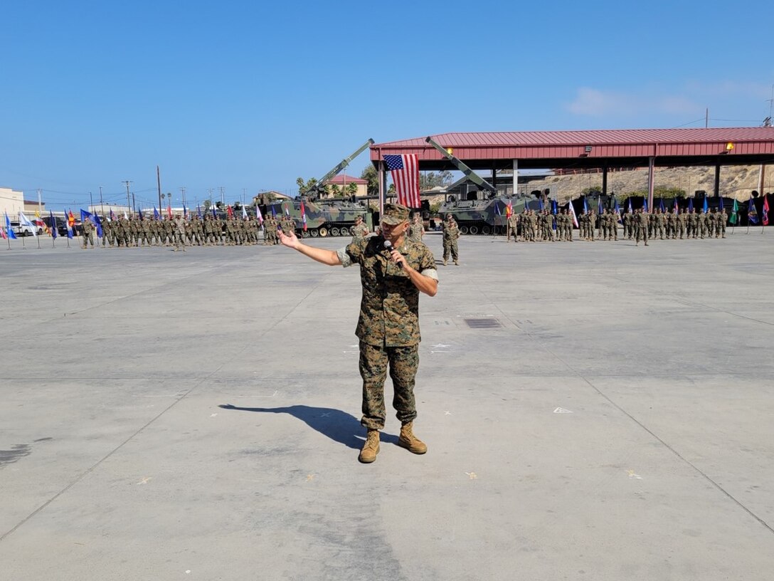 SgtMaj Earl Budd executes his final commands as the Assault Amphibian School the Sergeant Major.