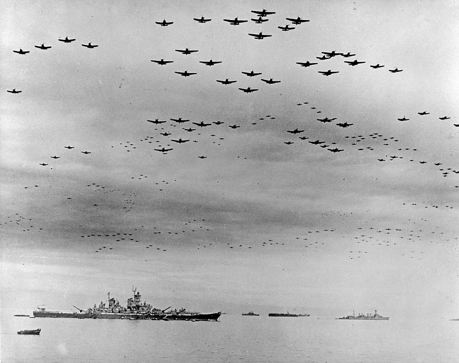 The massive 800-plus flyover (460 B-29s—after a 6 ½-hour flight from the Marianas—and 349 carrier aircraft flying at perhaps 1,500 feet to 3,000 feet, because of weather conditions, including some 2,200 engines) of the surrender-signing ceremony aboard the USS Missouri (BB-63) on September 2, 1945, and other assembled ships bears witness to how strong the Allies had become since Pearl Harbor (December 7, 1941)and frankly, how weak the Japanese had deteriorated to.