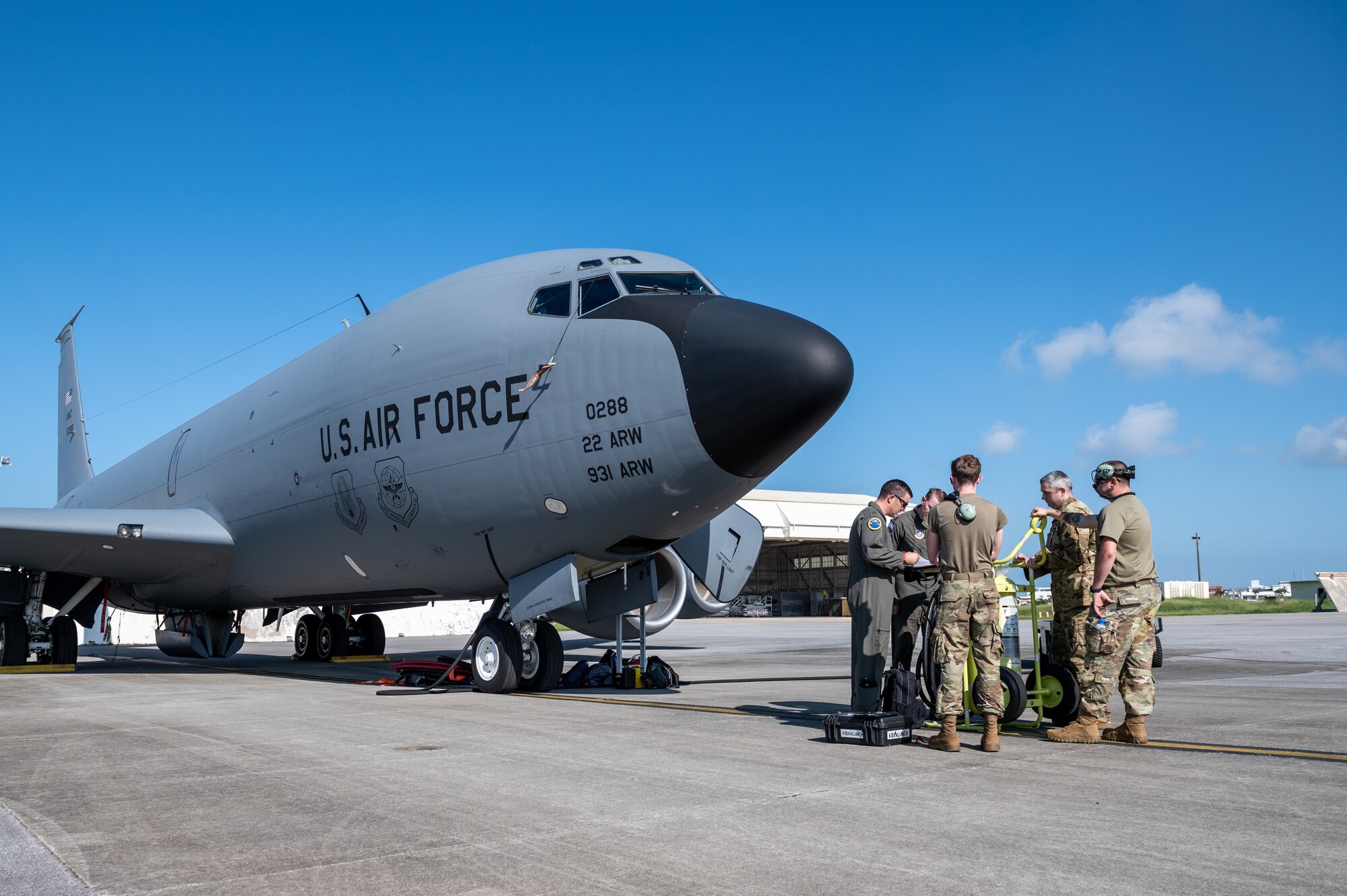 Airmen review jet maintenance records