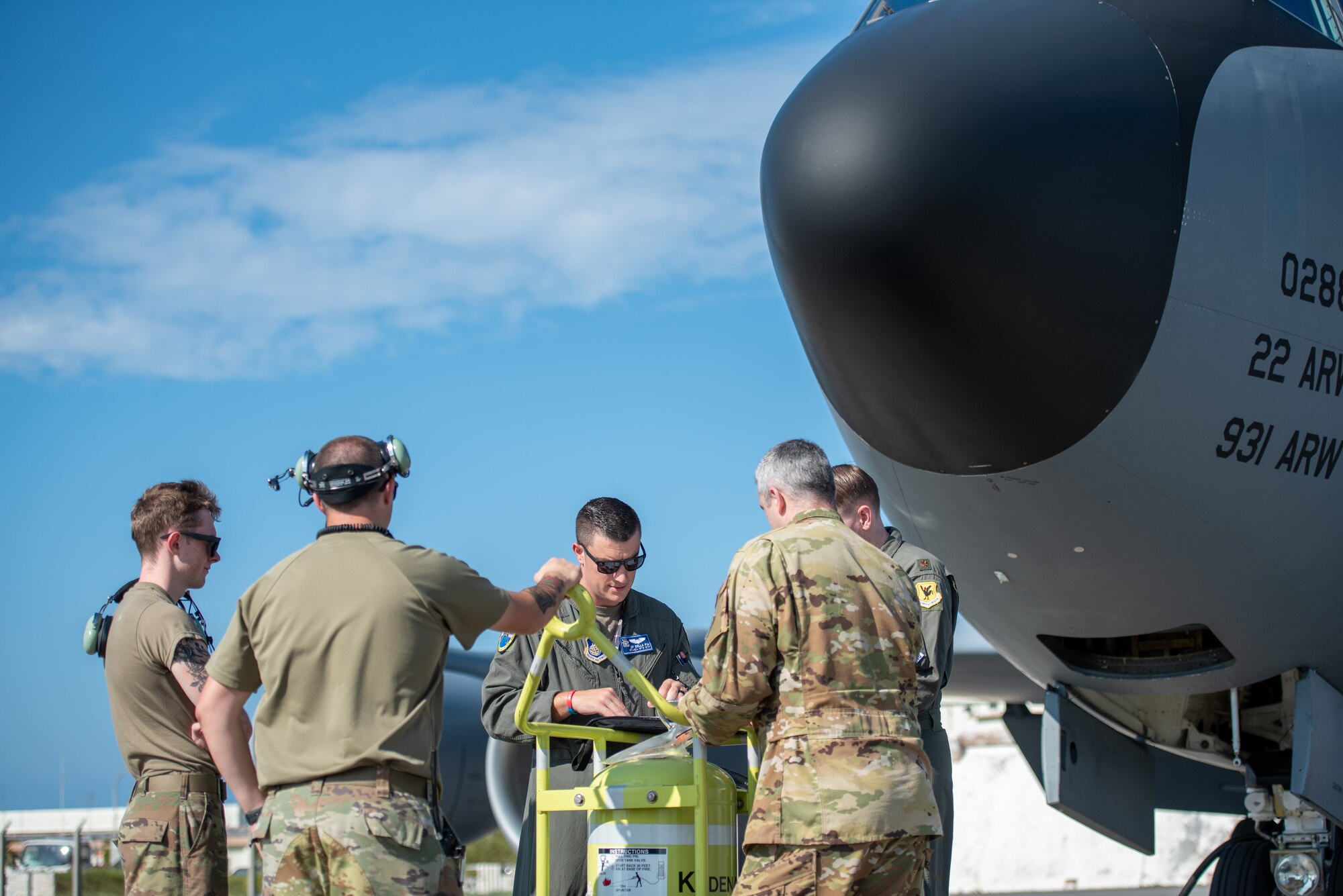 airmen conduct preflight maintenance checks