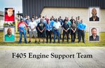 Members of Fleet Readiness Center Southeast who supported Rolls-Royce in the F405 engine recovery effort pose for a photograph at Naval Air Station Jacksonville, Fla.