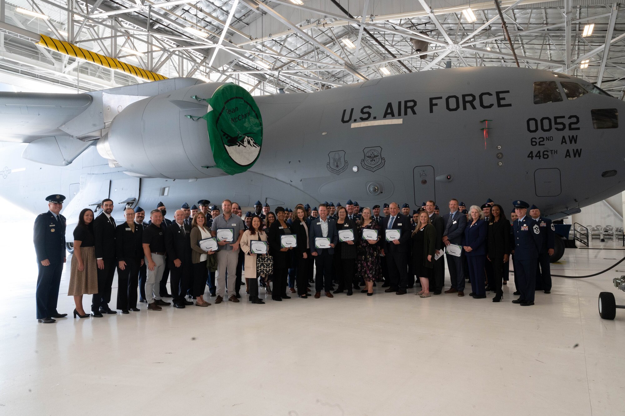 group photo in front of C-17