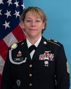 CSM Julie Small was born in Salinas, California and raised in Alaska where she enlisted in the Alaska Army National Guard in March 1995. She completed Army Basic Combat Training at Fort Leonard Wood, Missouri, and Clerk Typist Advanced Individual Training as well as Personnel Service Sergeant Course at Fort Jackson, South Carolina. CSM Small currently serves as Command Senior Enlisted Leader for the Alaska National Guard.  (Alaska National Guard courtesy photo)