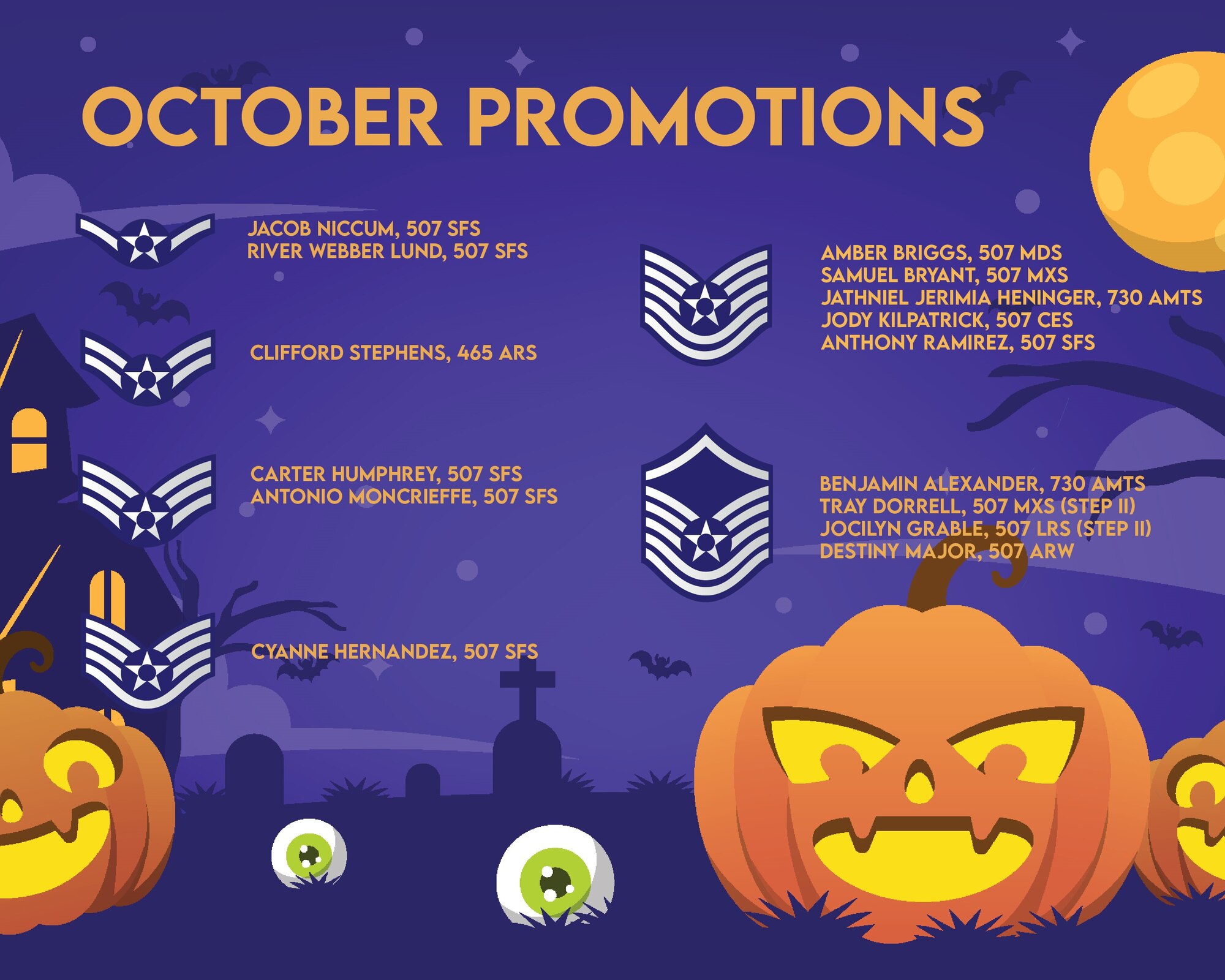 Names on a halloween background