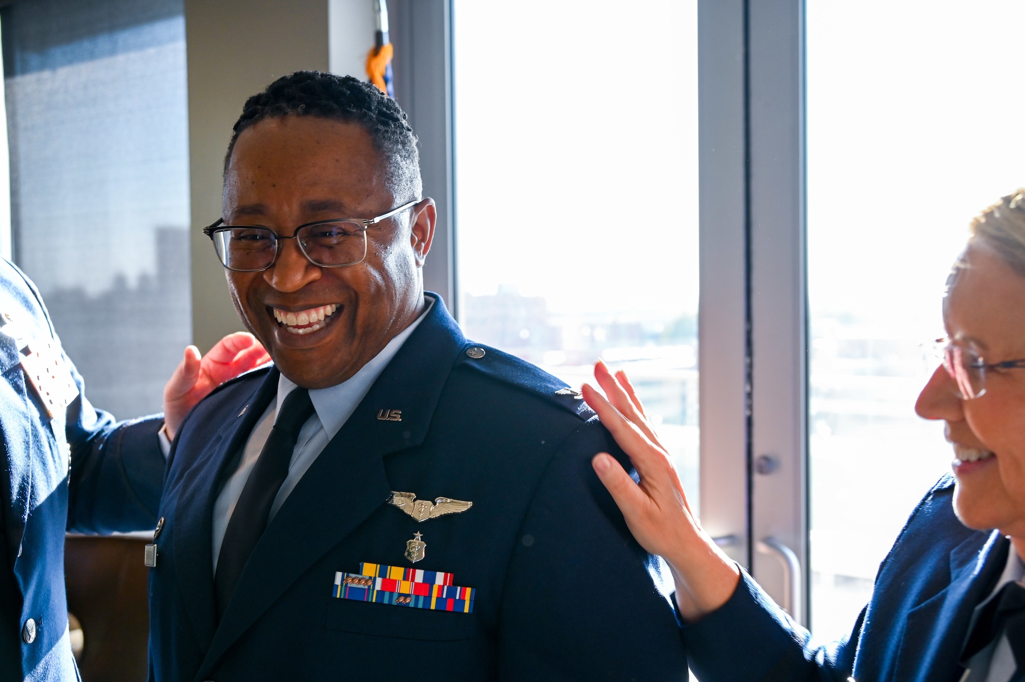 Lt. Col. Alvin Bradford, 507th Medical Squadron commander, promotes to the rank of colonel during a promotion ceremony September 30, 2022, Oklahoma City, Oklahoma. (U.S. Air Force photo by 2nd Lt. Mary Begy)