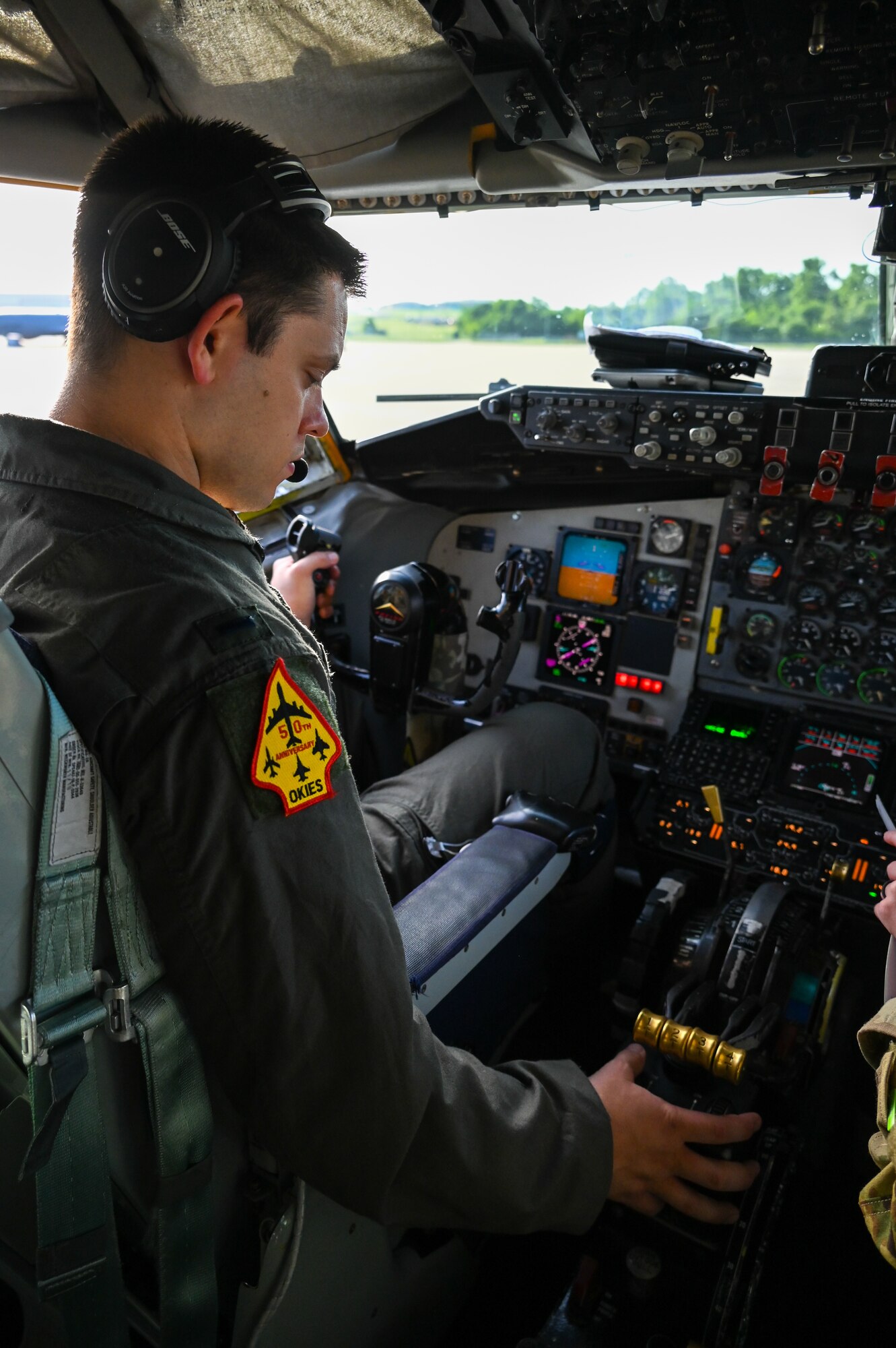 1st Lt. Kacy Christiansen, 465th Air Refueling Squadron pilot, pre-flights a KC-135 Stratotanker June 9, 2022, Tinker Air Force Base, Oklahoma, before a training mission to Iceland. (U.S. Air Force photo by Master Sgt. Grady Epperly)