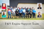 Members of Fleet Readiness Center Southeast who supported Rolls-Royce in the F405 engine recovery effort pose for a photograph at Naval Air Station Jacksonville, Fla.