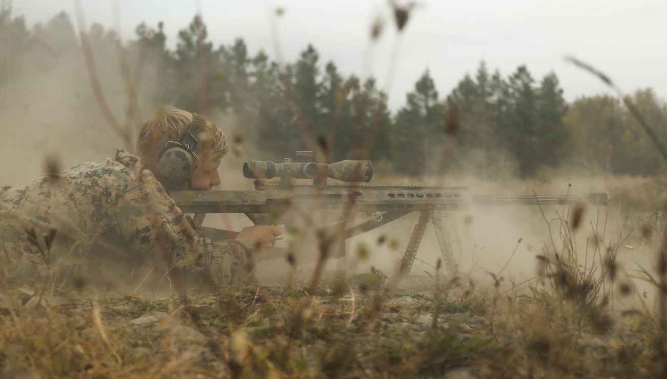U.S. Marine Corps Sgt. Ryan Lauritsen, a scout sniper with 3rd Battalion, 3rd Marines, 3d Marine Division fires a M107 Special Application Scoped Rifle during Resolute Dragon 22 at Kamifurano Maneuver Area, Hokkaido, Japan, Oct. 3, 2022. Resolute Dragon 22 is a bilateral exercise to strengthen the defensive capabilities of the U.S.-Japan Alliance by exercising integrated command and control, targeting, combined arms, and maneuver across multiple domains. Lauritsen is a native of Dwight, IL.