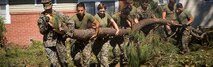 U.S. Marines assigned to II Marine Expeditionary Force Support Battalion Engineers move a large tree branch as an attempt to remove debris from a residential community aboard Camp Lejeune, N.C. caused by Hurricane Florence Sept 19, 2018. Hurricane Florence is the biggest storm to cause devastating effects to the Carolinas since 1999 with its strong winds and heavy rains. (U.S. Marines Corps photos by LCpl. Auburne D. Gipson). Cropped version of 180919-M-LK697-0090