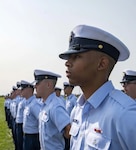 Graduates from recruit company P-202 complete basic training at U.S. Coast Guard Training Center Cape May, N.J., Sep. 16, 2022. Training Center Cape May staff members look forward to continuing the Coast Guard’s Long Blue Line of developing fleet-ready women and men, who are eagerly ready to make a difference in our Coast Guard. (U.S. Coast Guard photo by Seaman Christian Lower)