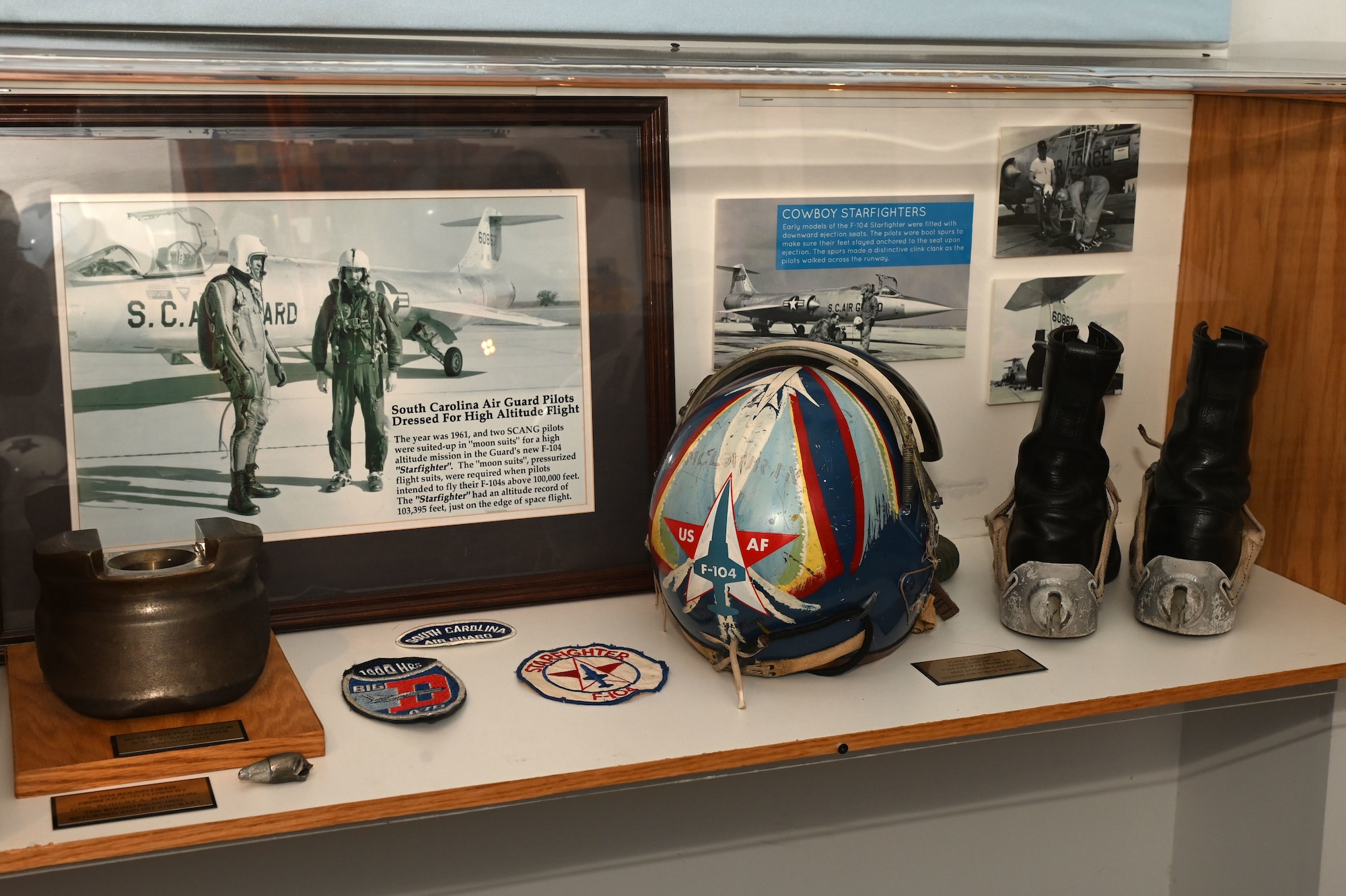 Artifact displays at the South Carolina Military Museum, Columbia, South Carolina, showcases the history from all branches of the South Carolina Military Department, September 26, 2022. The museum also hosts community events to preserve South Carolina’s military heritage and significance to the continuous defense of American democracy. (U.S. Air National Guard photo by Airman 1st Class Amy Rangel, 169th Fighter Wing Public Affairs)