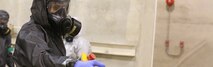 PERRY, Ga. – Decontamination Platoon and Identification and Detection Platoon with Chemical Biological Incident Response Force, CBIRF, U.S. Marine Corps Forces Command, executed Advanced Decontamination/ Identification and Detection Training at Guardian Centers, Perry, Ga., Dec. 11-14, 2017. During the week-long training the platoons refined their skills in setup and breakdown of decontamination sites, decontamination of role players, and identification and detection of known agents in several scenarios including mass casaulty, radiation scenario and a subway scenario.  (Official USMC Photos by Staff Sgt. Santiago G. Colon Jr.) Cropped version of 171212-M-QB428-0122