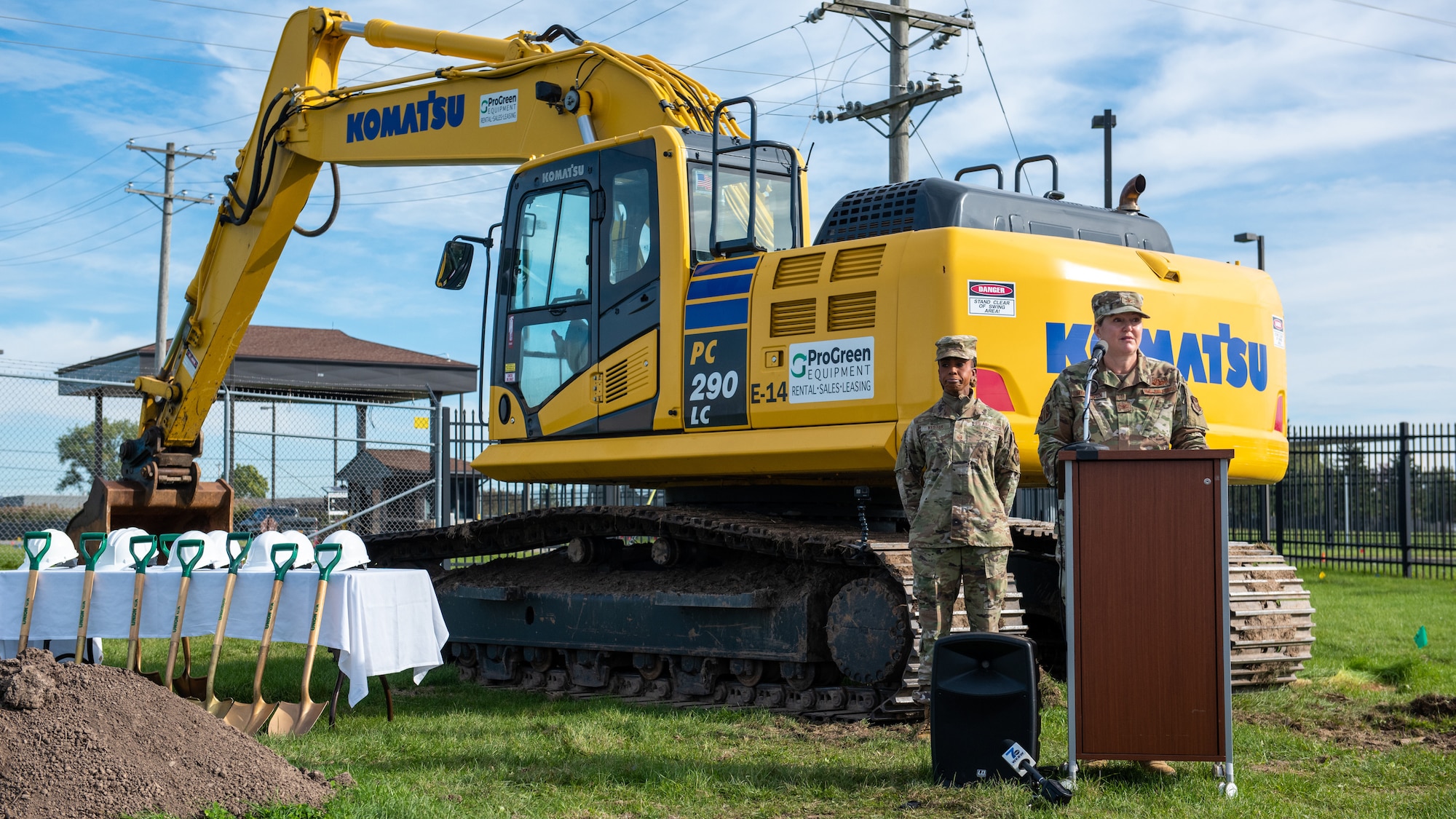 Col Lara Morrison speaks to crowd regarding NFARS main gate project.