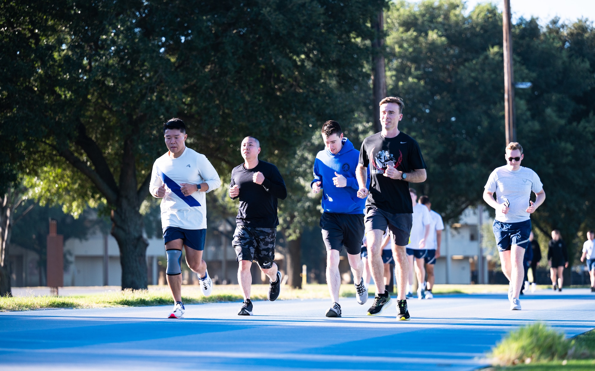 . Airmen ran at the base fitness center to promote mental health and suicide awareness.
