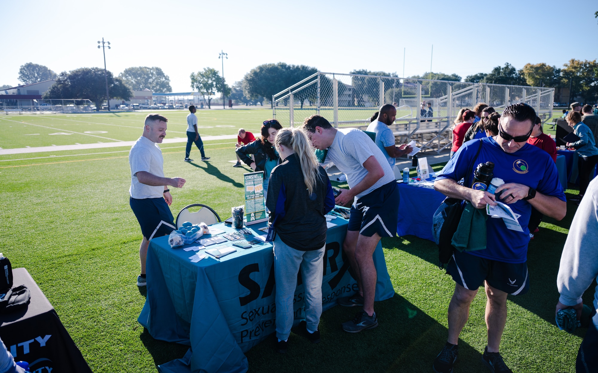 . Airmen ran at the base fitness center to promote mental health and suicide awareness.