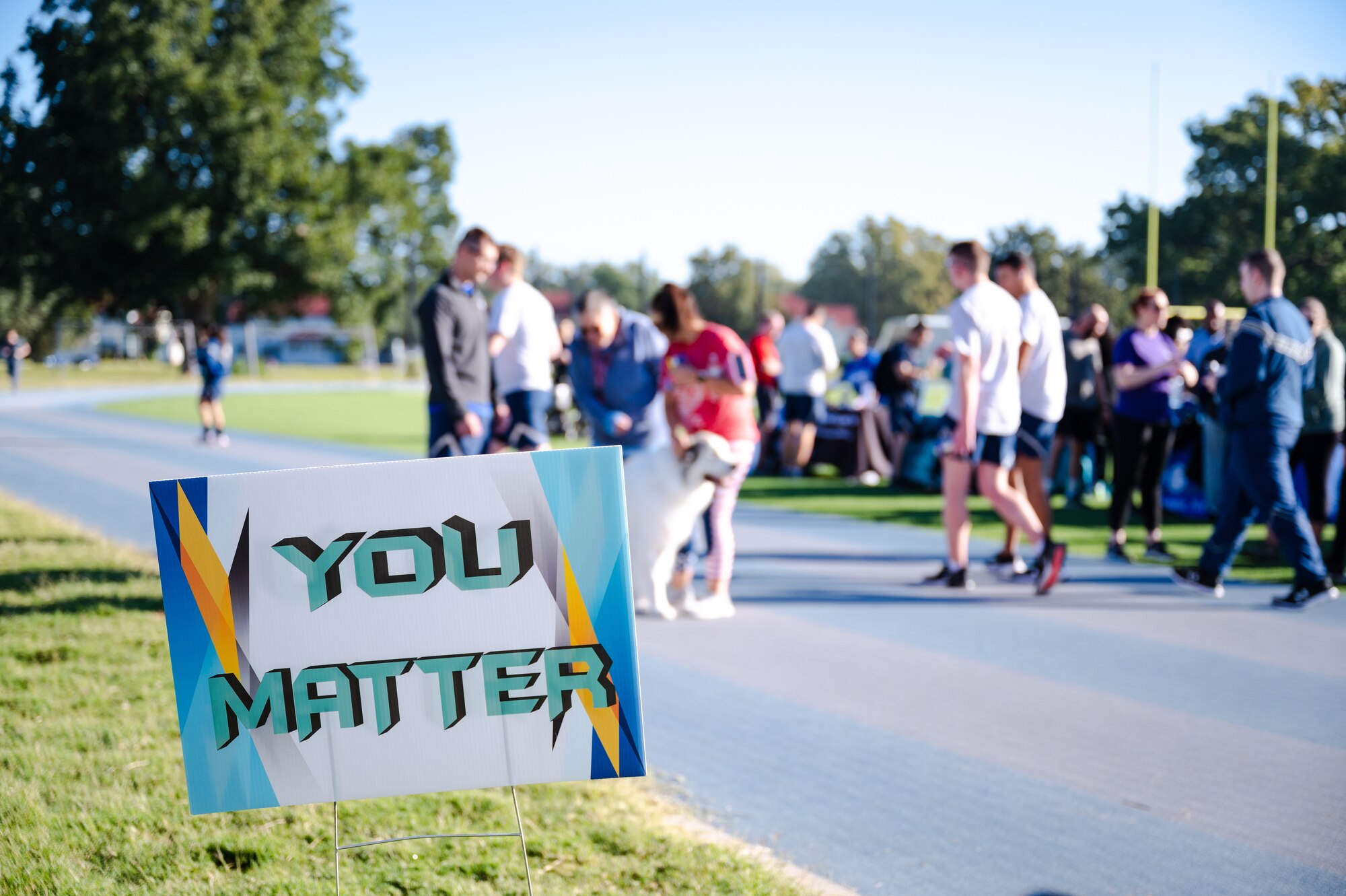 . Airmen ran at the base fitness center to promote mental health and suicide awareness.