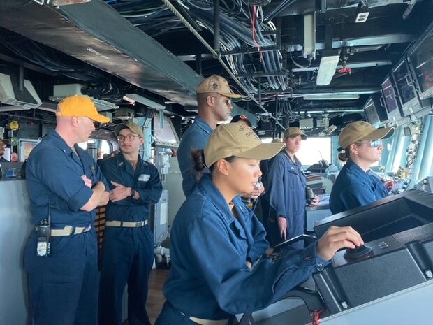 The Arleigh Burke-class guided-missile destroyer USS Porter (DDG 78) departs Naval Station Rota, Spain, to begin its homeport shift to Norfolk, Virginia, Sept. 28, 2022.