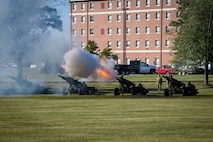 cannons fired on an open field