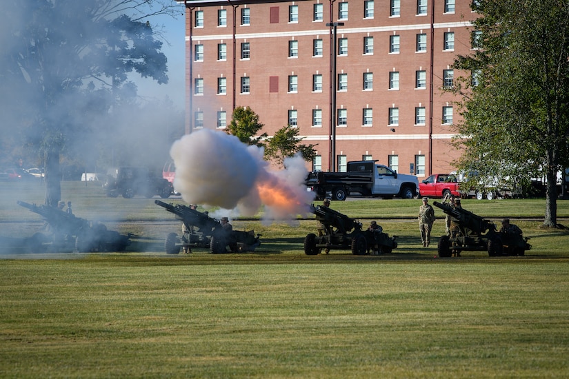 cannons fired on an open field