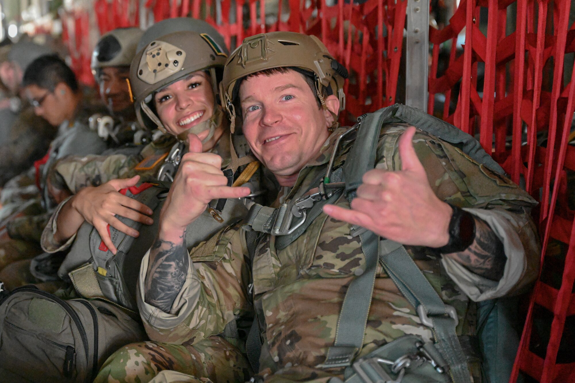 Paratroopers pose for a photo.