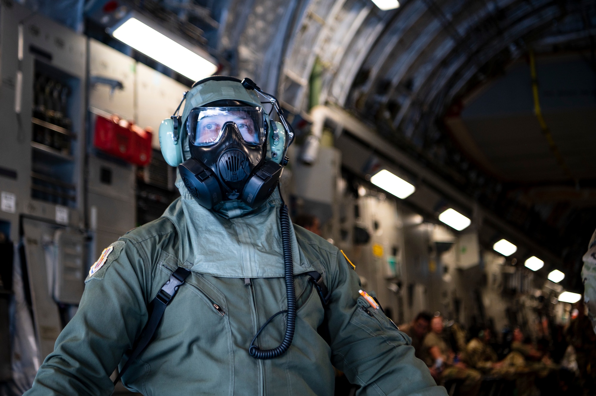 Man wears chemical, biological, radiation and nuclear ensemble