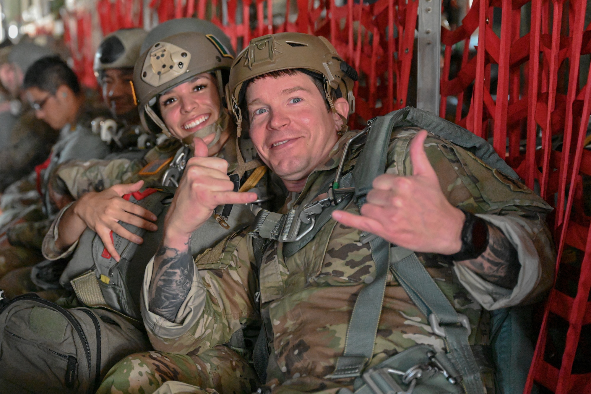 Paratroopers pose for a photo.