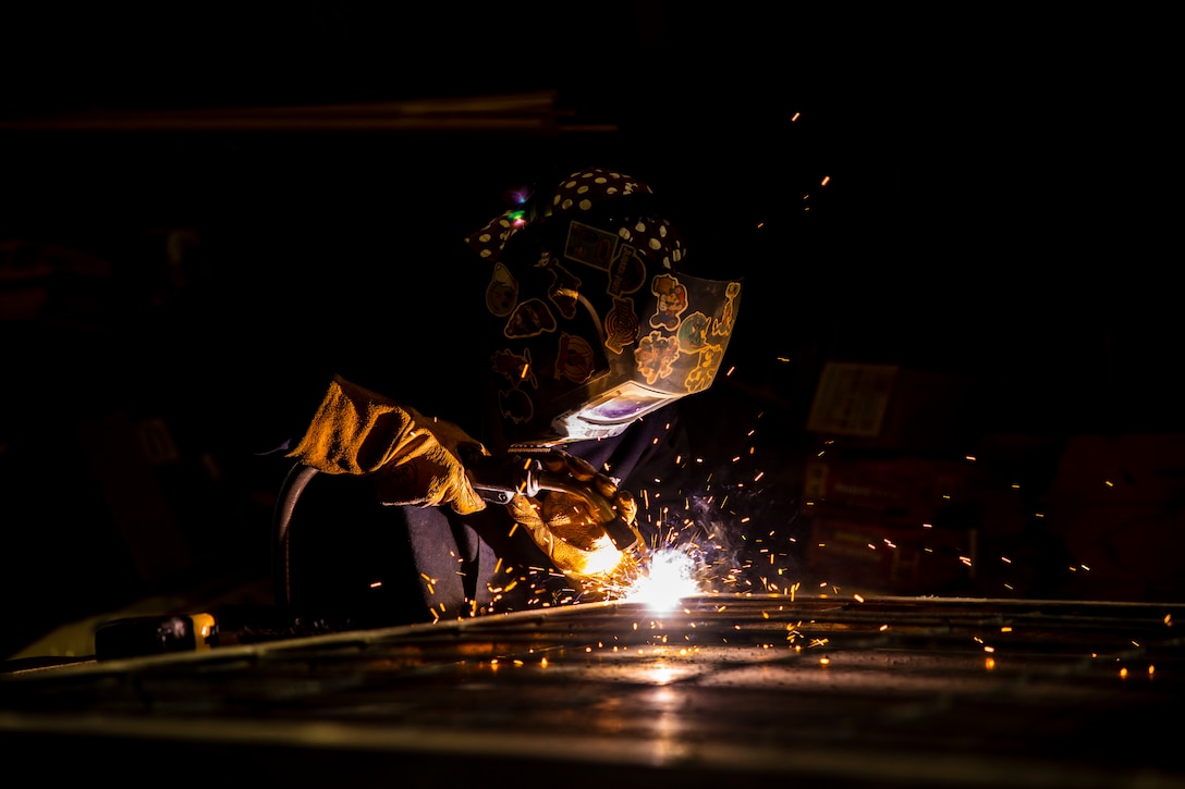 Marines with 8th Engineer Support Battalion, 2nd Marine Logistics Group, do construction aboard Marine Corps Recruit Depot Parris Island, S.C. on Oct. 6, 2022. Welders, machinists, and electricians from 8th ESB construct safety modifications to be installed on the recruit barracks across the depot.