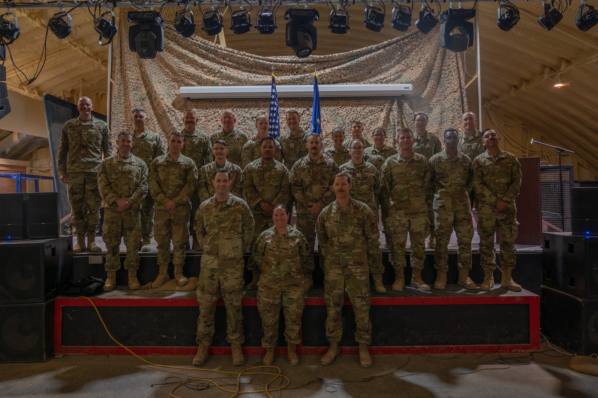 Recent graduates from the 332d Air Expeditionary Wing’s Red Tail University program pose for a group 
photo after their graduation ceremony at an undisclosed location in Southwest Asia on October 5, 2022. 
The curriculum options RTU provides is meant to encourage Airmen to seek 
learning and personal growth opportunities beyond textbook-style professional military 
education. (U.S. Air Force photo by Tech. Sgt. Richard Mekkri)