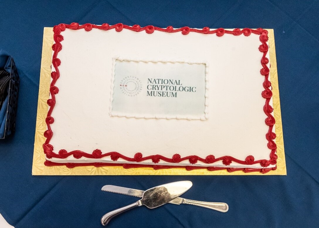 The National Cryptologic Museum celebrated the ribbon cutting ceremony on October 7, 2022 with a cake.