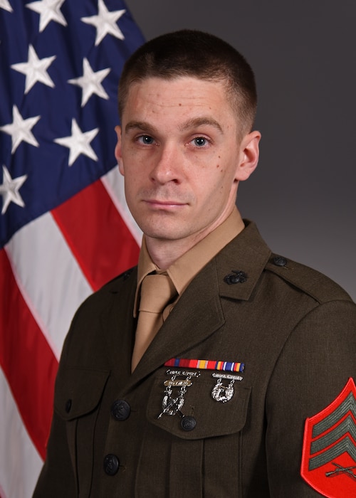 An instructor photo of U.S. Marine Staff Sgt. Bryce Rudisell from 2019, at Goodfellow Air Force Base, Texas. A memorial service was held Oct. 7, 2022, for U.S. Marine Staff Sgt. Bryce Rudisell, Fire Training Instructor at the Louis F. Garland DoD Fire Academy, who was killed Oct. 2. (U.S. Air Force photo by Senior Airman Ethan Sherwood)