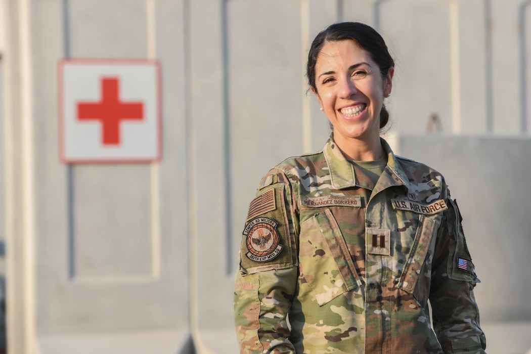 Capt. Cyanela "HB" Hernandez Borrero, a Clinical Psychologist assigned to the 380th Expeditionary Medical Squadron, was born and raised on the island of Puerto Rico. From a young age Hernandez Borrero was influenced by the medical field and the military.
