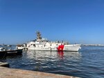 (221006-N-NO146-1001) KARACHI, Pakistan (Oct. 6, 2022) U.S. Coast Guard fast response cutter USCGC Emlen Tunnell (WPC 1145) arrives in Karachi, Pakistan, for a scheduled port visit, Oct. 6. U.S. Fast response cutters USCGC Charles Moulthrope (WPC 1141) and Emlen Tunnell visited Pakistan as part of an ongoing series of joint exercises and technical exchanges between U.S. 5th Fleet and the Pakistan Navy.