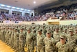 U.S. Soldiers with Headquarters and Headquarters Battalion, 28th Infantry Division, and their families are honored during a deployment ceremony at Zembo Shrine Auditorium. These Soldiers are deploying to the Middle East for a year in support of Operation Spartan Shield.