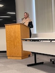 Mina Sediqi, a refugee from Afghanistan, spoke to newly arrived Afghan women at the Safe Haven in Leesburg, Virginia, Sep. 27, 2022. She spoke about her resettlement experience since her evacuation to the United States from Afghanistan in August 2021.