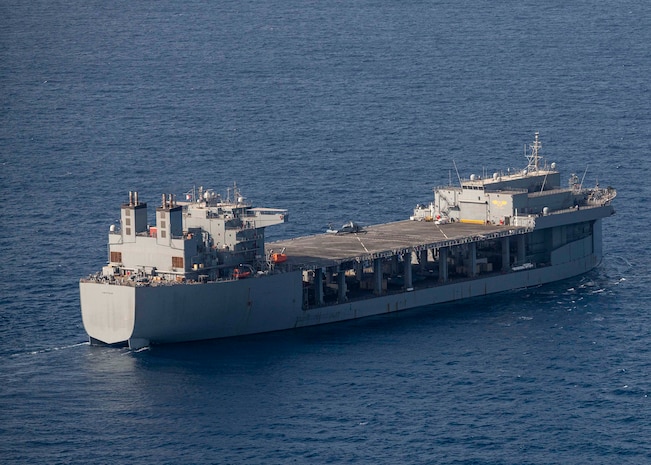 The expeditionary sea base USS Lewis B. Puller (ESB 3) sails in the Gulf of Aden, July 26, 2022.