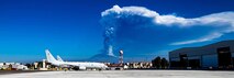 NAVAL AIR STATION SIGONELLA, Italy (March 4, 2021) Two P-8A Poseidon maritime patrol aircraft assigned to Patrol squadron (VP) 46 sit on the flight line as Mount Etna erupts, March 4, 2021. VP-46 is currently forward-deployed to the U.S. Sixth Fleet area of operations and is assigned to Commander, Task Force 67, responsible for tactical control of deployed maritime patrol and reconnaissance squadrons throughout Europe and Africa. U.S. Sixth Fleet, headquartered in Naples, Italy, conducts a full spectrum of joint and naval operations, often in concert with allied and interagency partners, in order to advance U.S. national security interests and stability in Europe and Africa. (U.S. Navy photo by Mass Communication Specialist 3nd Class Zach Dalton/ Released) Cropped version of 210304-N-KT659-1005